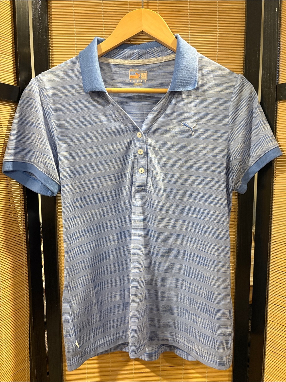 Puma Sky Blue Striped Polo Shirt